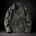 Veste en Daim Italien Homme Belleville – Blouson Suède Rétro à Col Boutonné et Poches Zippées
