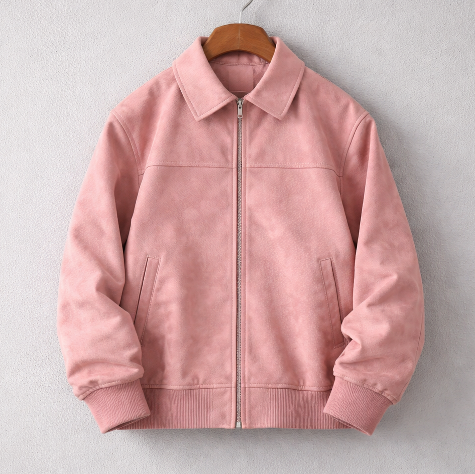 Veste en Daim Italien Homme Bruno – Blouson Suède Zippé Rétro Léger et Extensible
