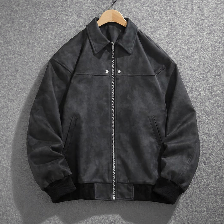 Veste en Daim Italien Homme Bruno – Blouson Suède Zippé Rétro Léger et Extensible