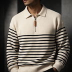 Pull Col Zippé Homme Brice – Pull en Maille Rayé à Demi-Zip, Coupe Décontractée