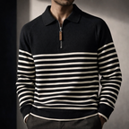 Pull Col Zippé Homme Brice – Pull en Maille Rayé à Demi-Zip, Coupe Décontractée