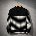 Pull Col Zippé Homme Brice – Pull en Maille Rayé à Demi-Zip, Coupe Décontractée