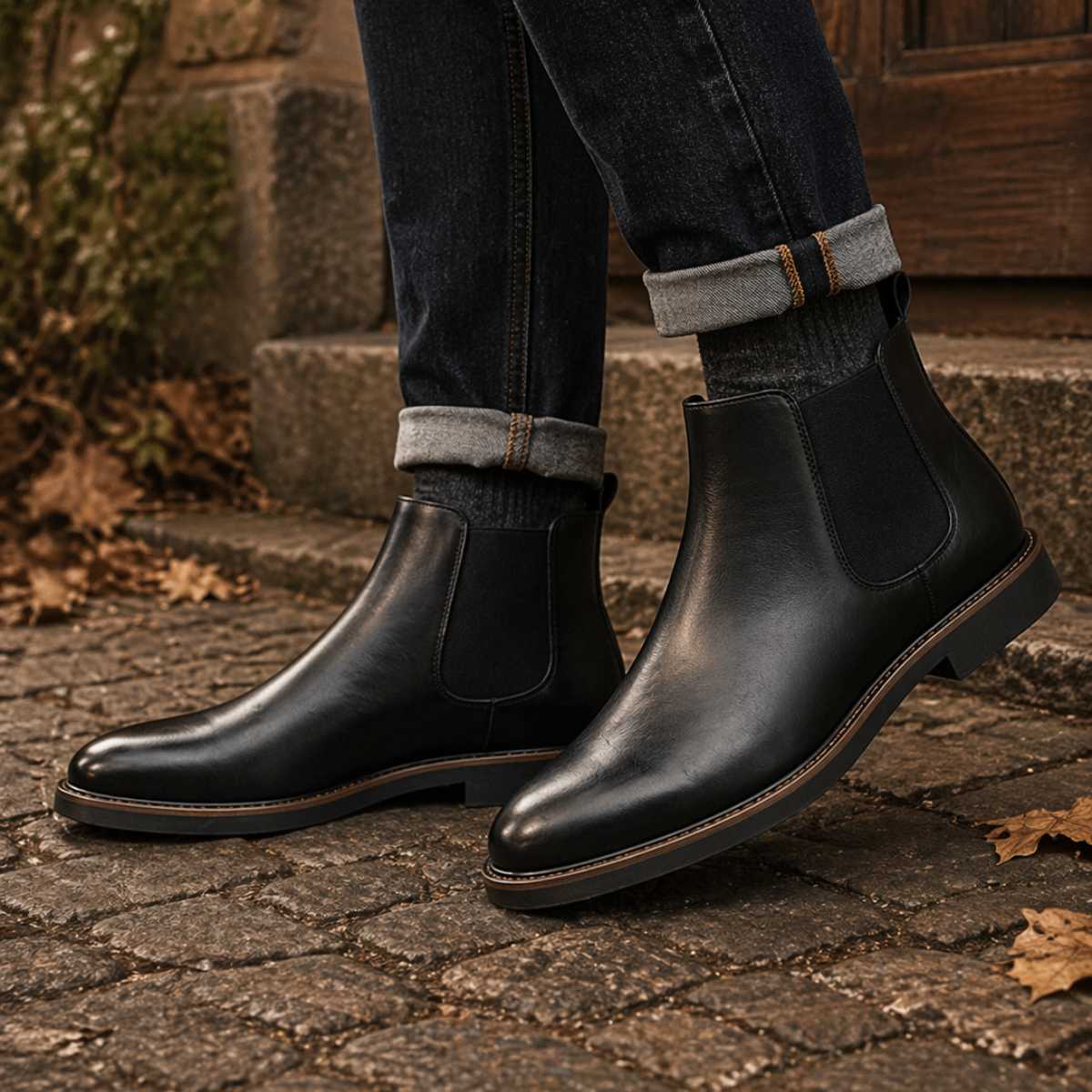 Bottines à Élastiques en Cuir Homme Vincennes – Boots Intemporelles Faciles à Enfiler, Semelle Caoutchouc