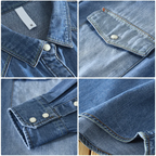 Chemise en Jean Délavé Homme Barthélemy – Chemise Manches Longues à Boutons Pression Nacrés