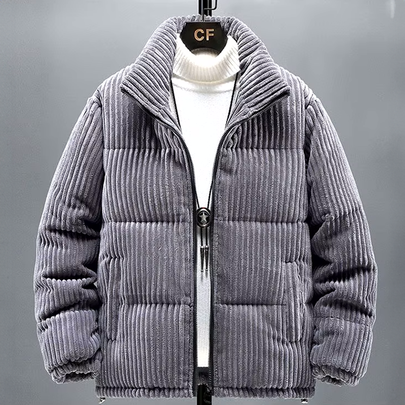 Manteau en Velours Côtelé Homme Chambord – Veste Épaisse Zippée Doublée avec Cordon Ajustable