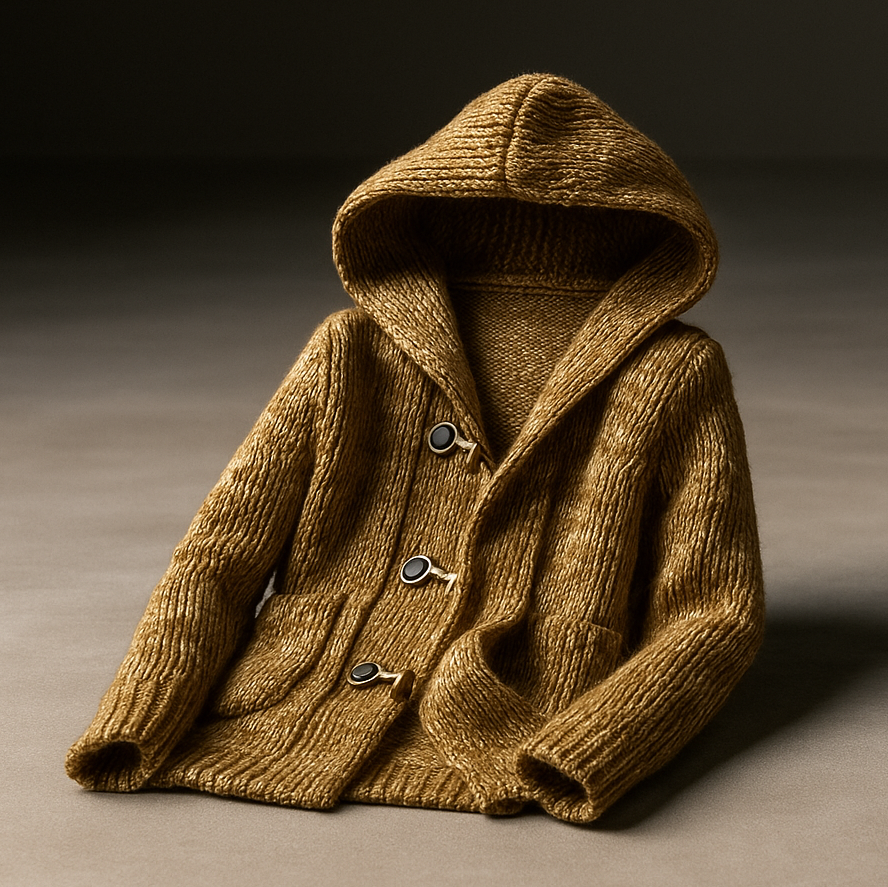 Sweat à Capuche en Maille de Laine Homme Morzine – Gilet à Capuche Oversize à Brandebourgs