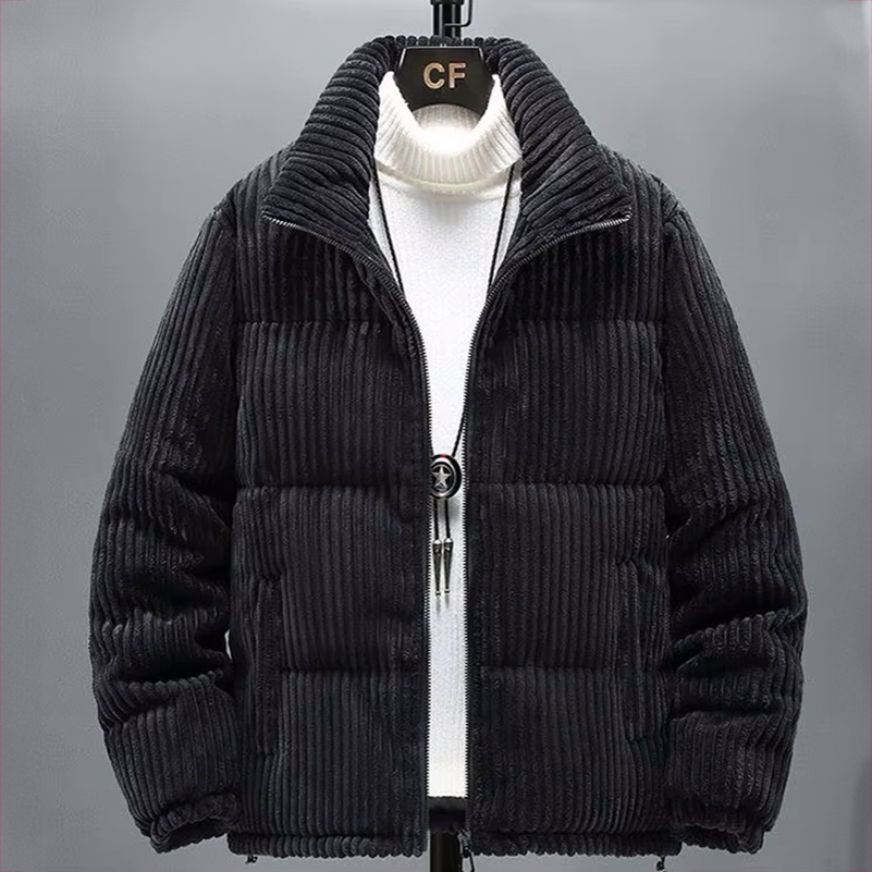 Manteau en Velours Côtelé Homme Chambord – Veste Épaisse Zippée Doublée avec Cordon Ajustable