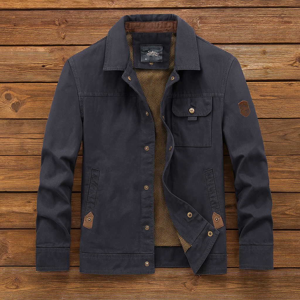 Veste de Terrain Homme Fougères – Manteau Imperméable Coupe-Vent Isolé à Boutons Pression