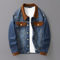 Veste en Jean Trucker Homme Cognac – Veste Denim Délavée à Col en Velours Côtelé