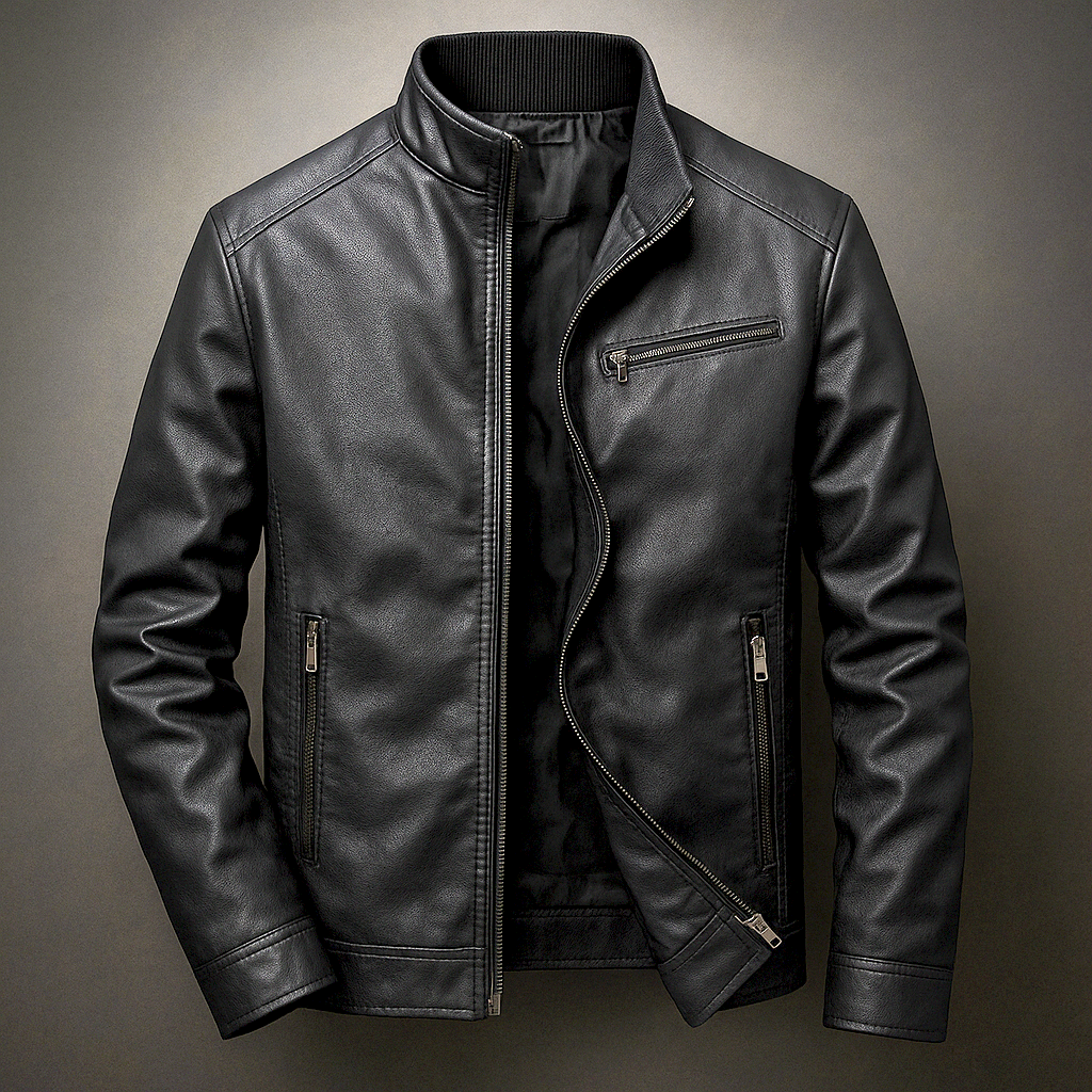 Blouson en Cuir Vintage Homme Constant – Veste Cuir Patinée à Col en Velours Côtelé