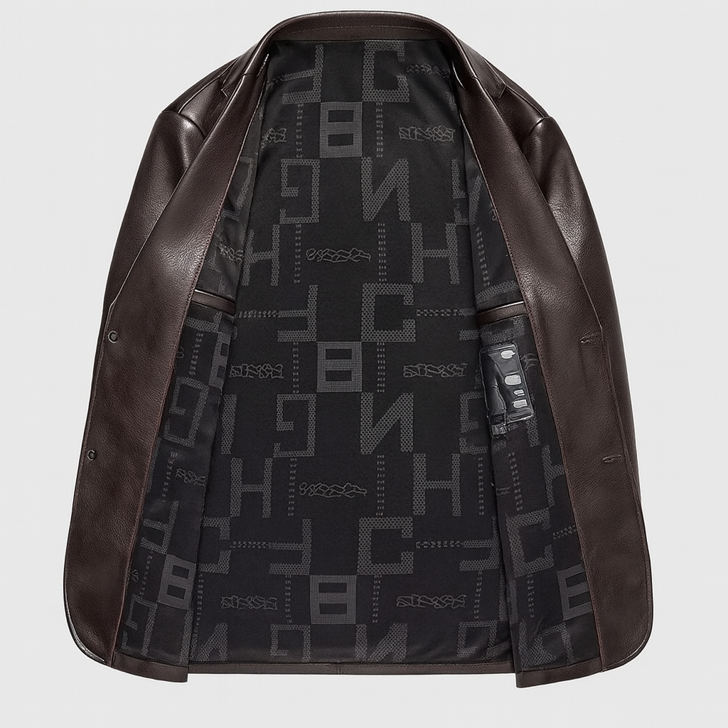 Blazer en Cuir Pleine Fleur Homme Montaigne – Veste Cuir Habillée à Deux Boutons
