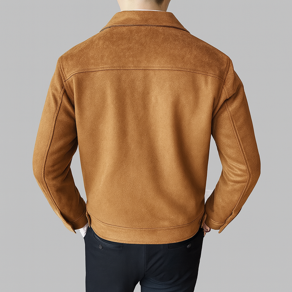 Veste en Cuir Grainé Homme Cambon – Blouson Cuir Boutonné Vintage à Poches à Rabat