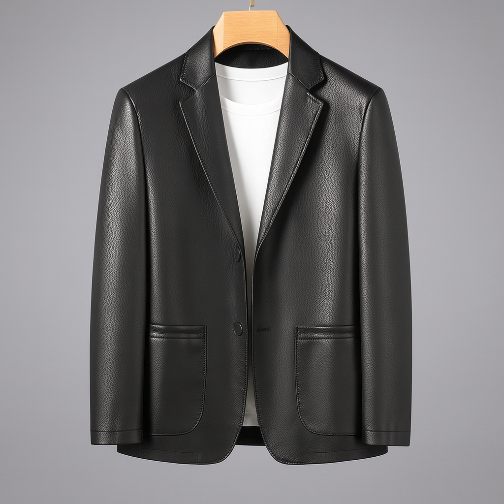 Blazer en Cuir Pleine Fleur Homme Montaigne – Veste Cuir Habillée à Deux Boutons