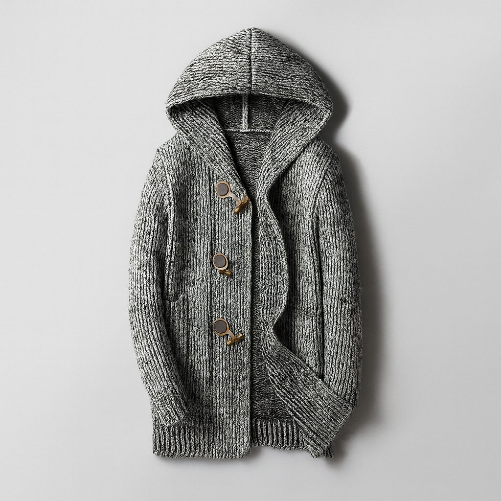 Sweat à Capuche en Maille de Laine Homme Morzine – Gilet à Capuche Oversize à Brandebourgs
