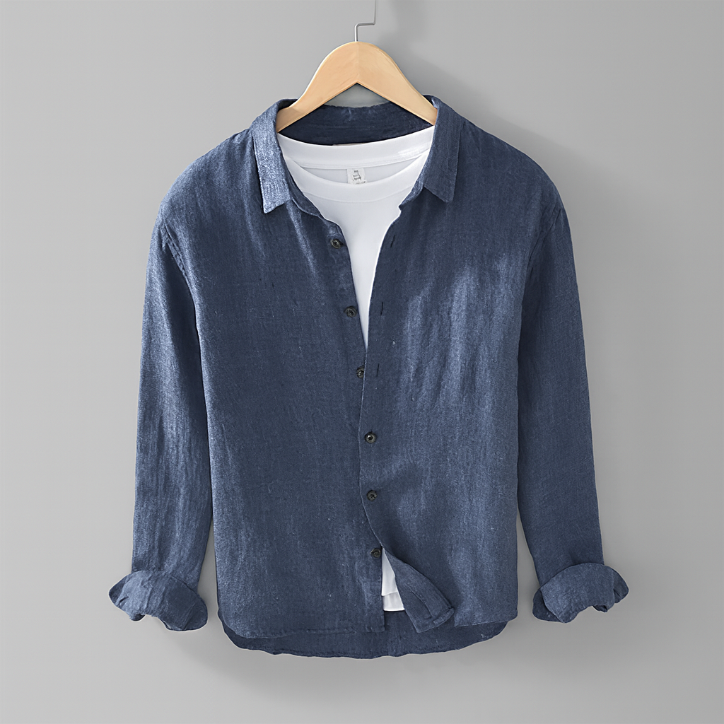 Chemise en Lin Homme Calvi – Chemise 100 % Lin Manches Longues, Légère et Respirante