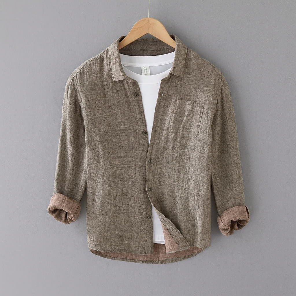 Chemise en Lin Homme Calvi – Chemise 100 % Lin Manches Longues, Légère et Respirante