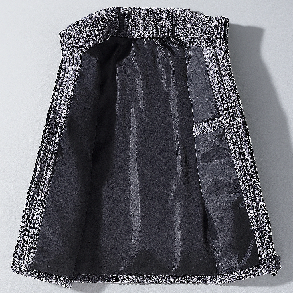 Manteau en Velours Côtelé Homme Chambord – Veste Épaisse Zippée Doublée avec Cordon Ajustable