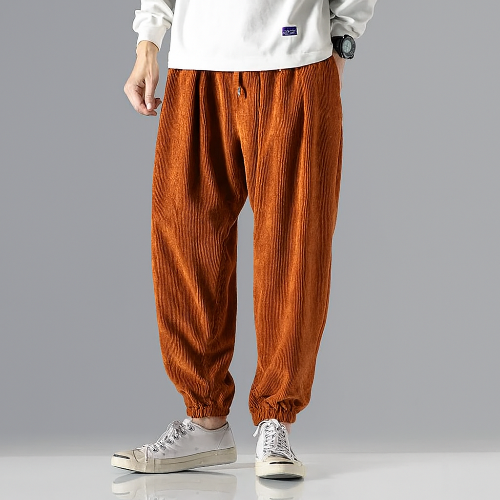 Pantalon Jogging en Velours Côtelé Homme – Jogger Coupe Décontractée Ultra-Doux à Cordon