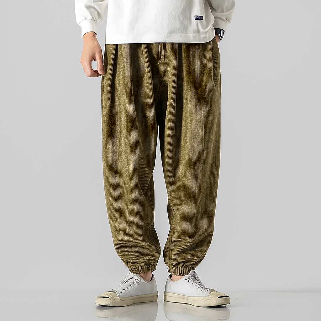Pantalon Jogging en Velours Côtelé Homme – Jogger Coupe Décontractée Ultra-Doux à Cordon