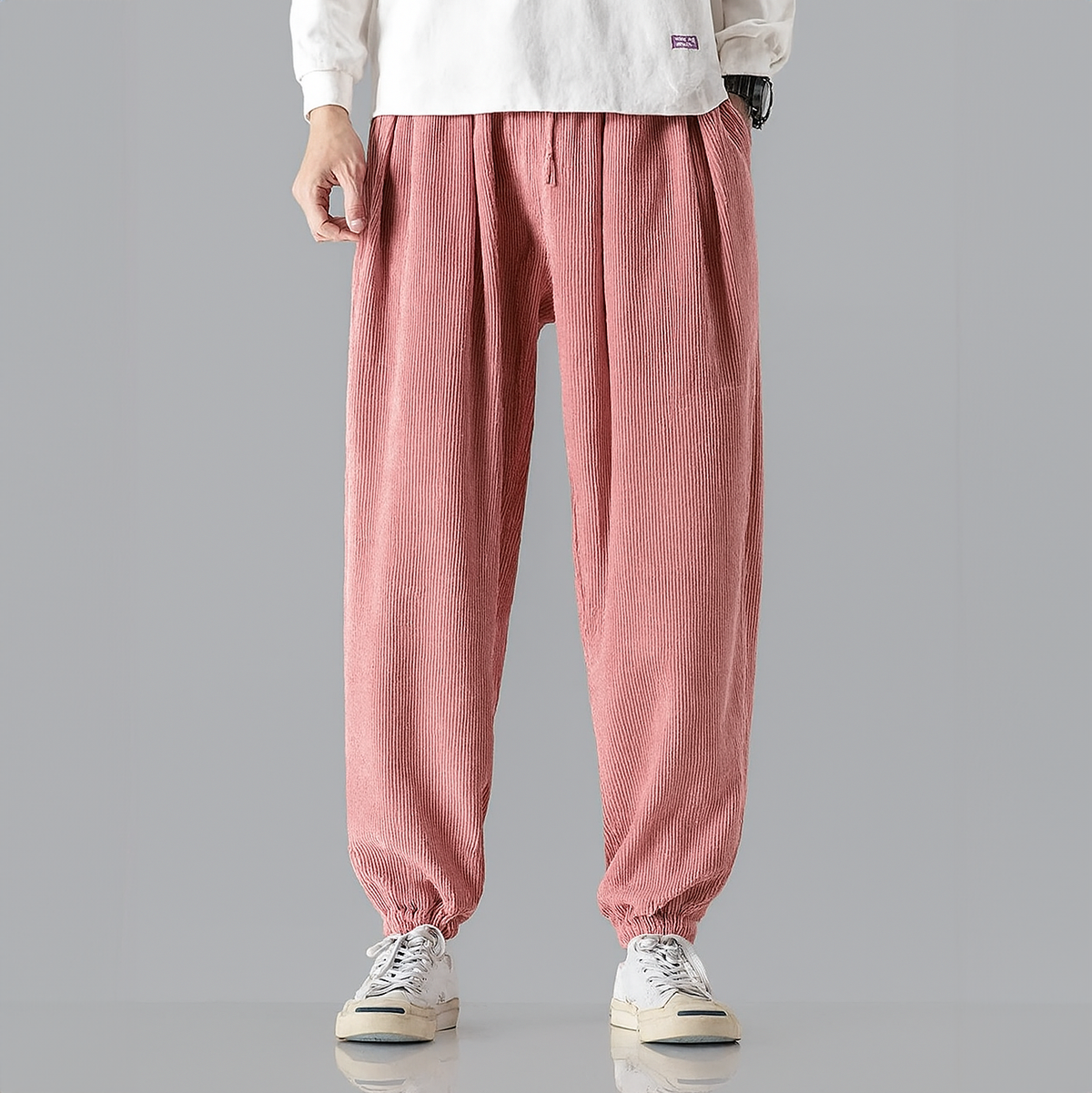 Pantalon Jogging en Velours Côtelé Homme – Jogger Coupe Décontractée Ultra-Doux à Cordon