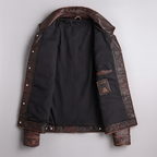 Veste en Cuir Boutonnée Homme Bastien – Blouson Cuir Véritable Vintage à 4 Poches