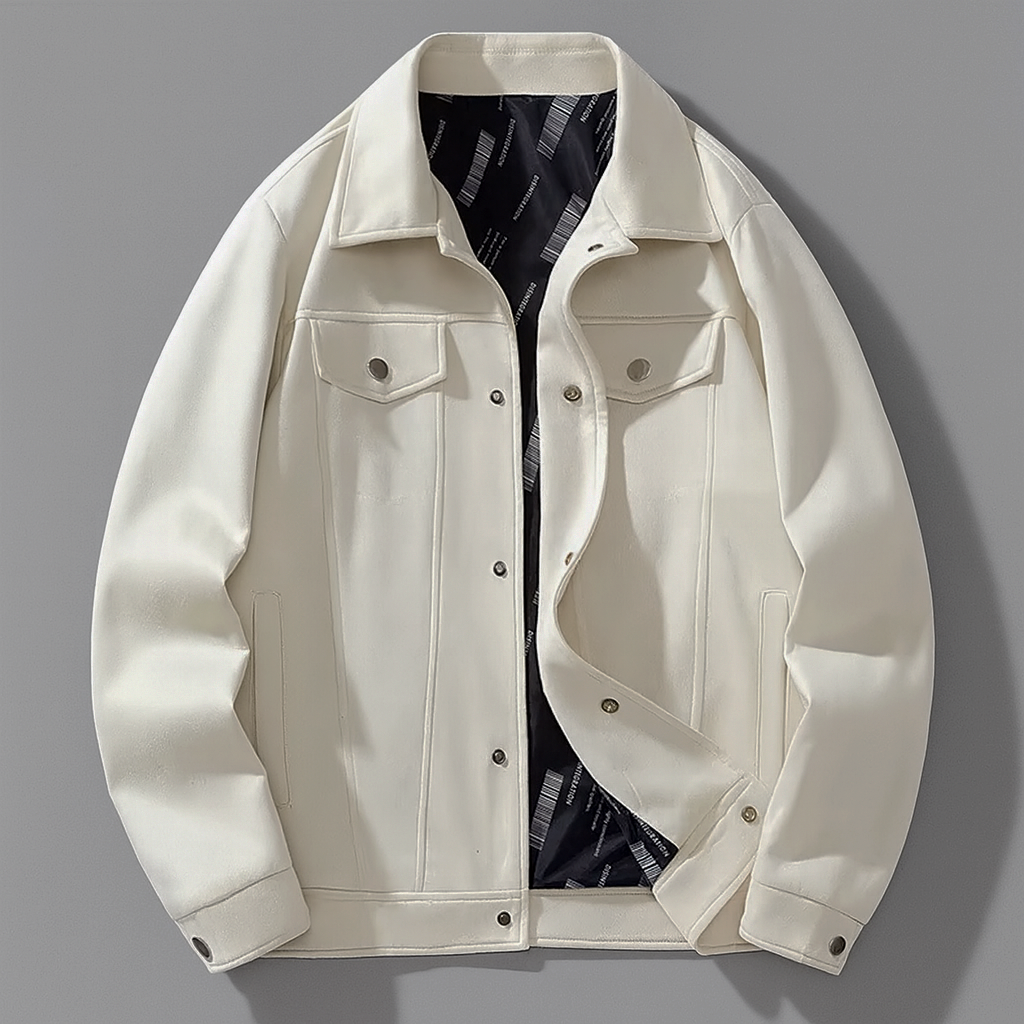 Veste en Daim Homme Orléans – Blouson Suède Structuré à Pressions et Poches Poitrine