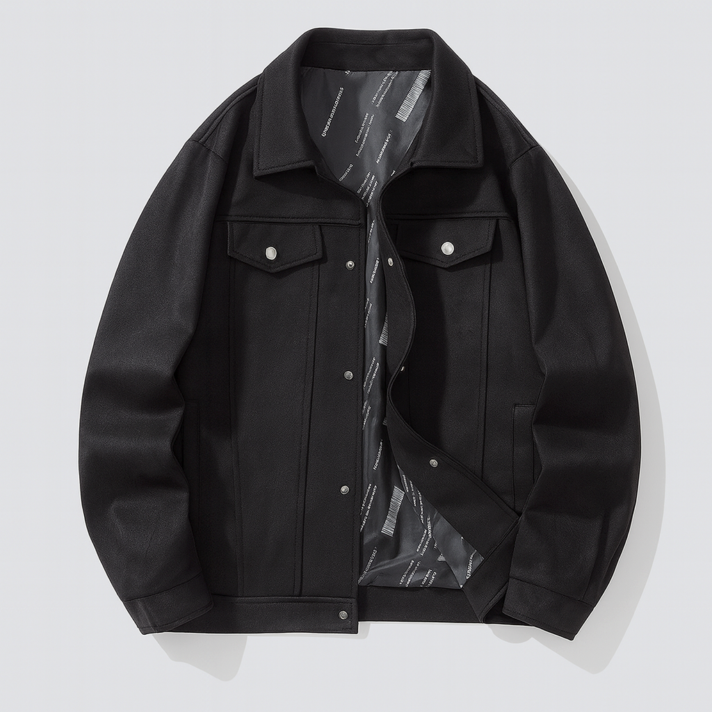 Veste en Daim Homme Orléans – Blouson Suède Structuré à Pressions et Poches Poitrine