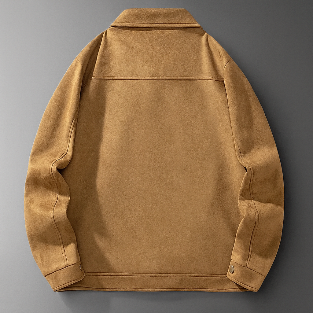 Veste en Daim Homme Orléans – Blouson Suède Structuré à Pressions et Poches Poitrine