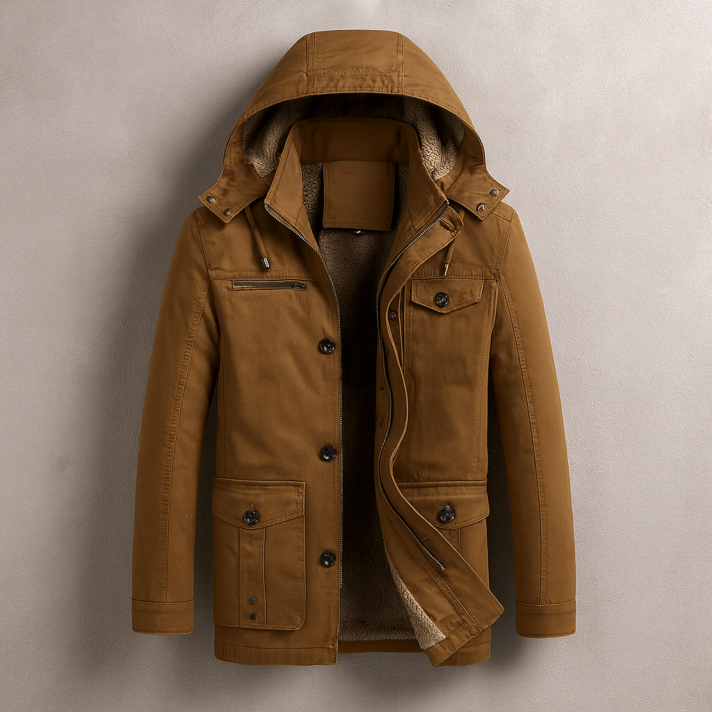 Parka Homme Pontarlier – Manteau d'Hiver Doublé Polaire à Capuche Amovible et Double Fermeture