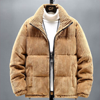 Manteau en Velours Côtelé Homme Chambord – Veste Épaisse Zippée Doublée avec Cordon Ajustable