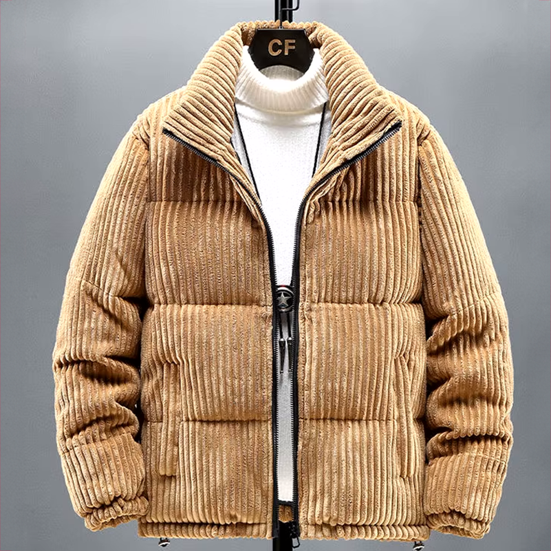 Manteau en Velours Côtelé Homme Chambord – Veste Épaisse Zippée Doublée avec Cordon Ajustable