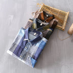 Chemise en Lin à Carreaux Homme Estérel – Chemise 100 % Lin Manches Longues Vintage