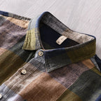 Chemise en Lin à Carreaux Homme Estérel – Chemise 100 % Lin Manches Longues Vintage