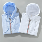 Veste à Capuche Zippée en Coton Homme Frontignan – Hoodie 100 % Coton Léger à Rayures