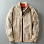 Veste Zippée Homme Cordes – Blouson en Coton Brossé Chaud à Finitions Contrastées