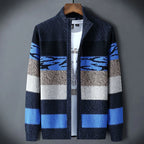 Veste en Maille de Laine Zippée Homme Grenoble – Gilet Col Montant 100 % Laine à Motifs Vintage