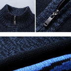 Veste en Maille de Laine Zippée Homme Grenoble – Gilet Col Montant 100 % Laine à Motifs Vintage