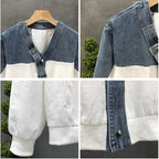 Veste Vintage Homme Étretat – Blouson en Coton à Pressions et Finitions Denim