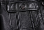 Veste en Cuir Boutonnée Homme Bastien – Blouson Cuir Véritable Vintage à 4 Poches