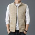 Gilet en Maille Zippé Homme Corrèze – Gilet Sans Manches Col Roulé en Coton Tricoté