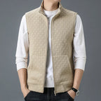 Gilet en Maille Zippé Homme Corrèze – Gilet Sans Manches Col Roulé en Coton Tricoté