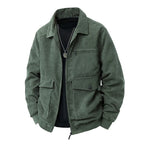 Veste en Velours Côtelé Homme Carnac – Veste Trucker Zippée Multi-Poches Style Rétro