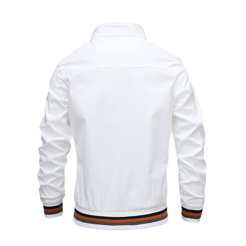 Veste de Terrain Homme Charente – Blouson Coupe-Vent Imperméable Zippé à Bandes Rétro