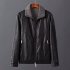 Blouson en Cuir Vintage Homme Baptiste – Veste Cuir Patinée Zippée avec Poches Chauffe-Mains