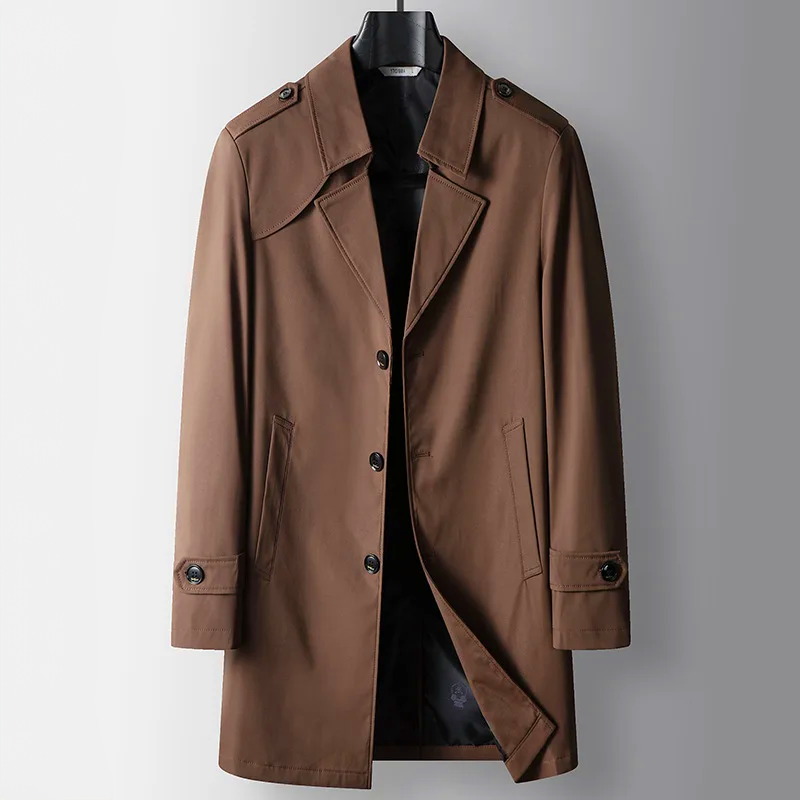Pardessus Homme Duras – Manteau Mi-Long Ajusté à Épaulettes et Boutonnage Trois Boutons