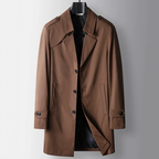 Pardessus Homme Duras – Manteau Mi-Long Ajusté à Épaulettes et Boutonnage Trois Boutons