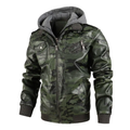 Blouson en Cuir Camouflage Homme Colombier – Veste Cuir Véritable Motif Camouflage Vintage à Capuche