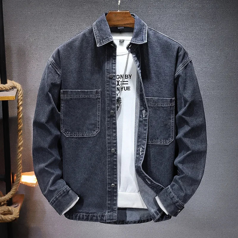 Chemise en Jean Homme Brévent – Chemise Denim Délavée Vintage Manches Longues, Coton Stretch