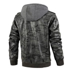 Blouson en Cuir Camouflage Homme Colombier – Veste Cuir Véritable Motif Camouflage Vintage à Capuche