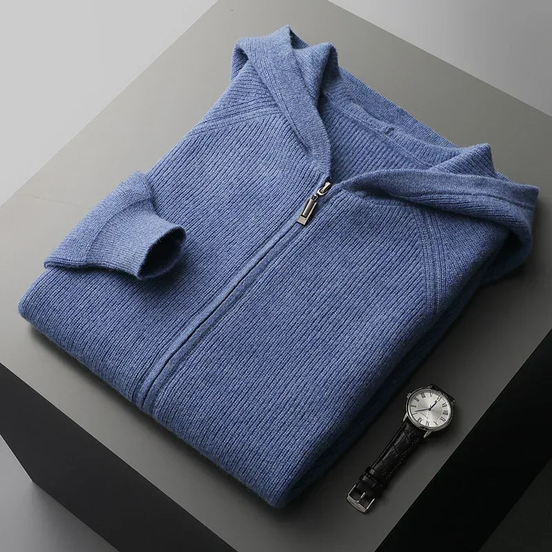 Sweat à Capuche en Maille Laine et Cachemire Homme Valence – Hoodie Tricot Doux et Chaud